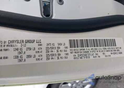 2012 Dodge Journey Crew from USA, damaged, VIN 3C4PDCDG8CT271147